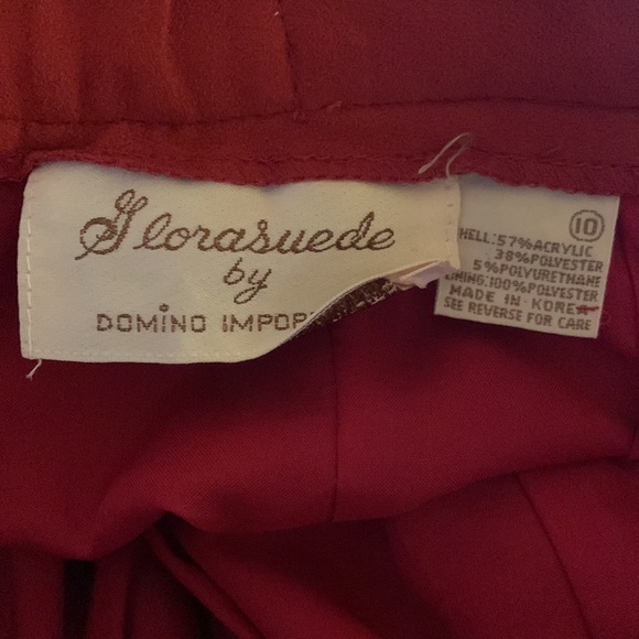 Vintage 80s Red Vegan Faux Suede Leather High Waisted Fitted Midi Pencil Skirt - Picture 16 of 16